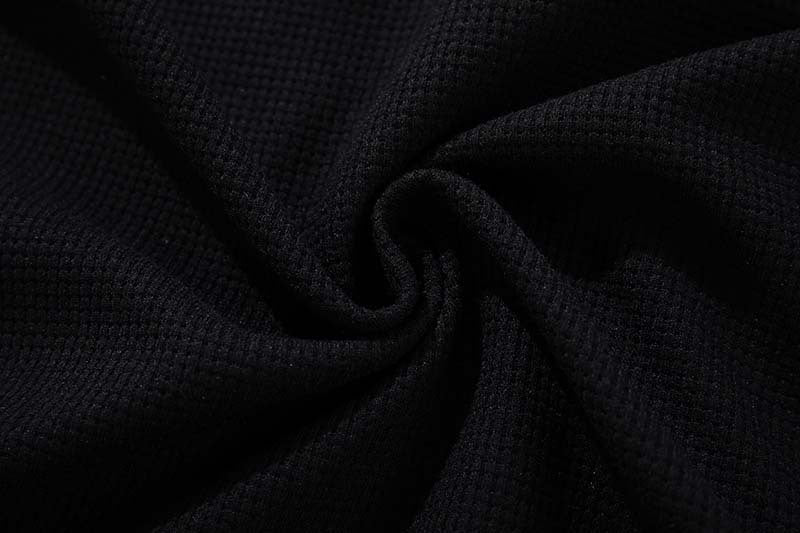 DAXUEN Black short-sleeved waffle knit t-shirt with graphic design