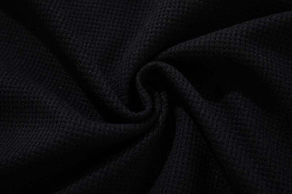 DAXUEN Black short-sleeved waffle knit t-shirt with graphic design