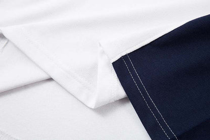 DAXUEN Oversized V-neck T-shirt with contrasting panels and graphics