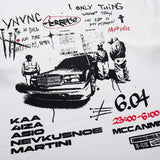 DAXUEN White waffle-knit graphic t-shirt with black and red print