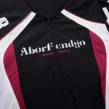 DAXUEN Black and maroon high-collar zip-up track jacket