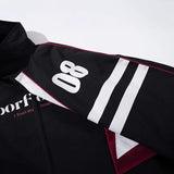 DAXUEN Black and maroon high-collar zip-up track jacket