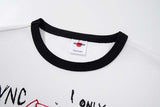 DAXUEN White waffle-knit graphic t-shirt with black and red print