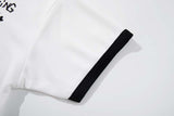 DAXUEN White waffle-knit graphic t-shirt with black and red print