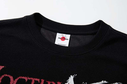 DAXUEN Black short-sleeved t-shirt with distressed graphic design
