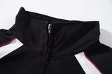 DAXUEN Black and maroon high-collar zip-up track jacket