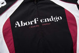 DAXUEN Black and maroon high-collar zip-up track jacket