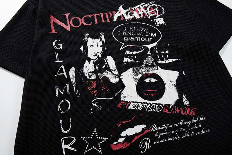 DAXUEN Black short-sleeved t-shirt with distressed graphic design