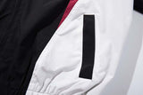 DAXUEN Black and maroon high-collar zip-up track jacket
