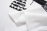 DAXUEN White waffle-knit graphic t-shirt with black and red print