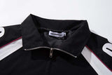 DAXUEN Black and maroon high-collar zip-up track jacket