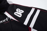 DAXUEN Black and maroon high-collar zip-up track jacket