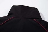 DAXUEN Black and maroon high-collar zip-up track jacket