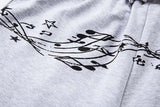 DAXUEN Grey wide-leg sweatpants with musical print and plaid details