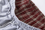 DAXUEN Grey wide-leg sweatpants with musical print and plaid details