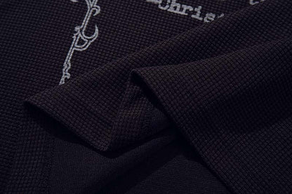 DAXUEN Black short-sleeved polo shirt with graphic print