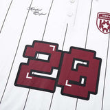 DAXUEN White short-sleeved polo shirt with pinstripes and graphics