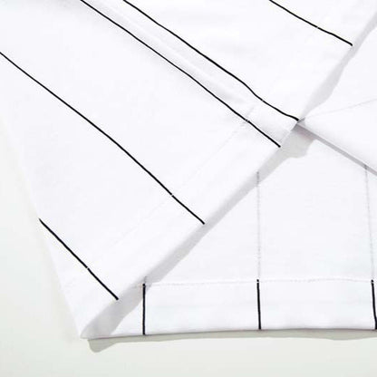 DAXUEN White short-sleeved polo shirt with pinstripes and graphics