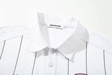DAXUEN White short-sleeved polo shirt with pinstripes and graphics