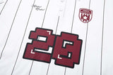 DAXUEN White short-sleeved polo shirt with pinstripes and graphics
