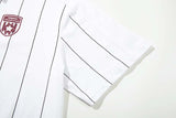 DAXUEN White short-sleeved polo shirt with pinstripes and graphics