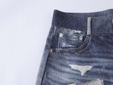 DAXUEN Baggy blue denim jeans with graphic patches