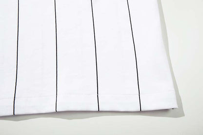 DAXUEN White short-sleeved polo shirt with pinstripes and graphics