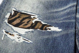 DAXUEN Distressed wide-leg jeans with tiger stripe pattern