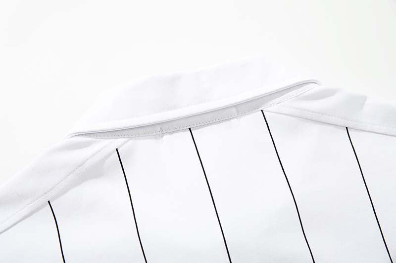 DAXUEN White short-sleeved polo shirt with pinstripes and graphics