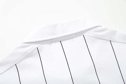 DAXUEN White short-sleeved polo shirt with pinstripes and graphics