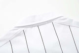 DAXUEN White short-sleeved polo shirt with pinstripes and graphics
