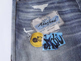 DAXUEN Baggy blue denim jeans with graphic patches