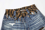 DAXUEN Distressed wide-leg jeans with tiger stripe pattern