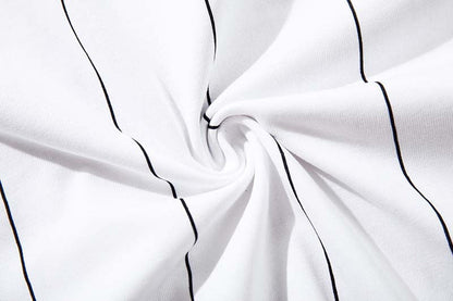 DAXUEN White short-sleeved polo shirt with pinstripes and graphics