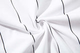 DAXUEN White short-sleeved polo shirt with pinstripes and graphics