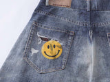 DAXUEN Baggy blue denim jeans with graphic patches