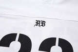 DAXUEN Gothic emblem V-neck T-shirt with printed graphics