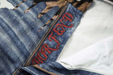 DAXUEN Distressed wide-leg jeans with tiger stripe pattern