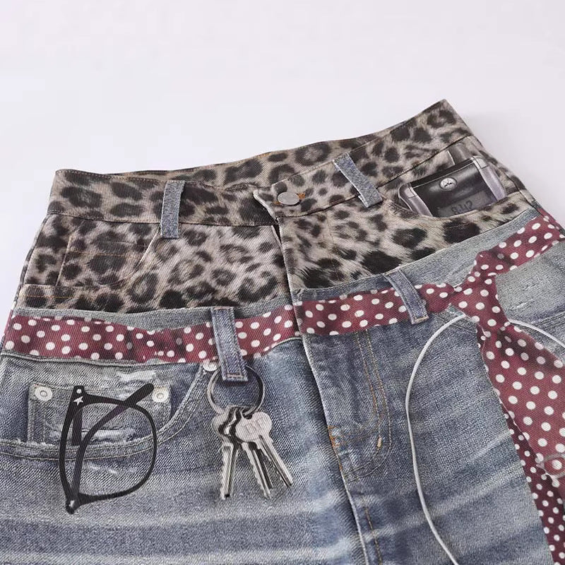 DAXUEN High-waisted wide-leg trousers with trompe l'oeil design