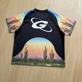 DAXUEN Desert landscape print short-sleeved graphic T-shirt