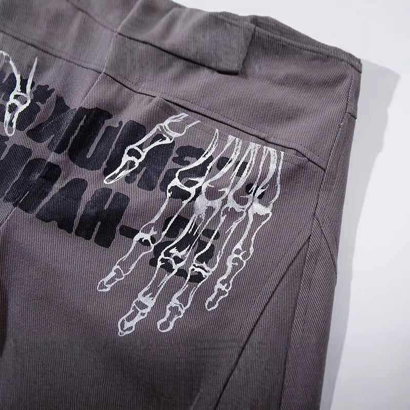 DAXUEN Dark grey women's flared pants with graphic details