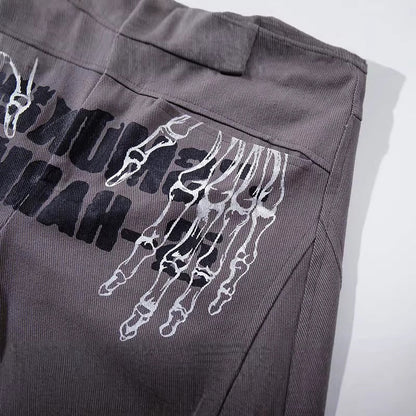 DAXUEN Dark grey women's flared pants with graphic details