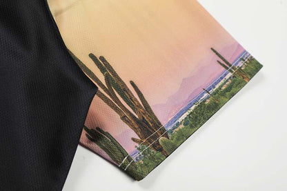 DAXUEN Desert landscape print short-sleeved graphic T-shirt