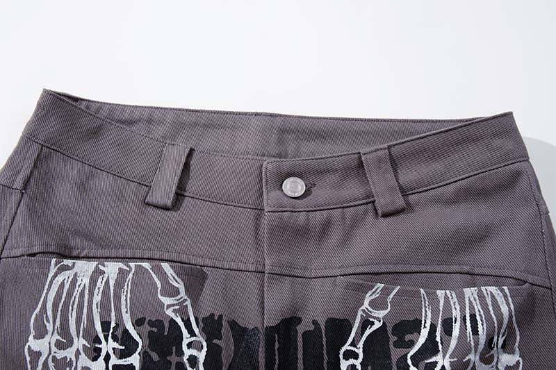 DAXUEN Dark grey women's flared pants with graphic details