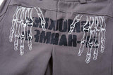 DAXUEN Dark grey women's flared pants with graphic details