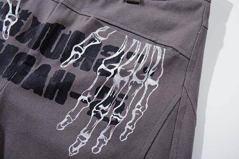 DAXUEN Dark grey women's flared pants with graphic details