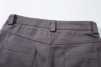 DAXUEN Dark grey women's flared pants with graphic details