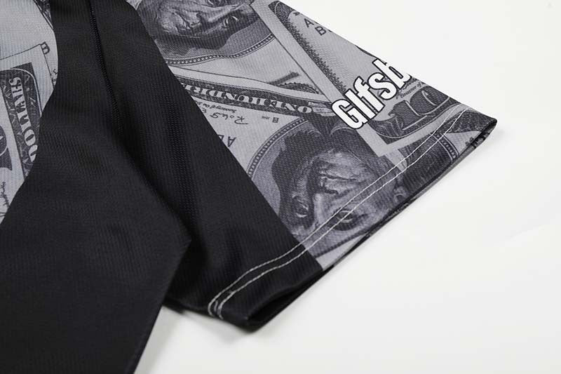 DAXUEN Oversized V-neck T-shirt with money print