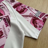 DAXUEN Oversized V-neck T-shirt with money print