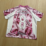DAXUEN Oversized V-neck T-shirt with money print
